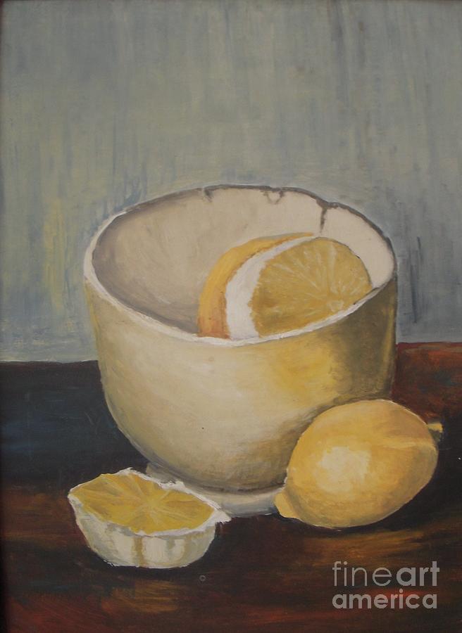 Lemon in a bowl Painting by Vesna Antic