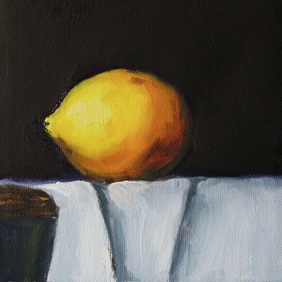 Lemon on the Table Painting by Nancy Merkle