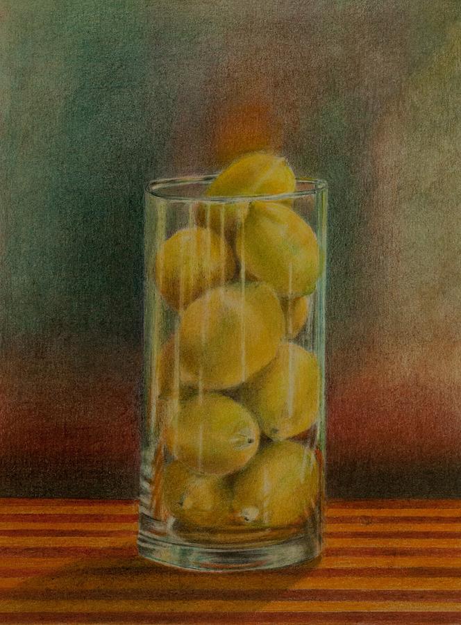Lemon Stack Drawing by Lynn Hughes