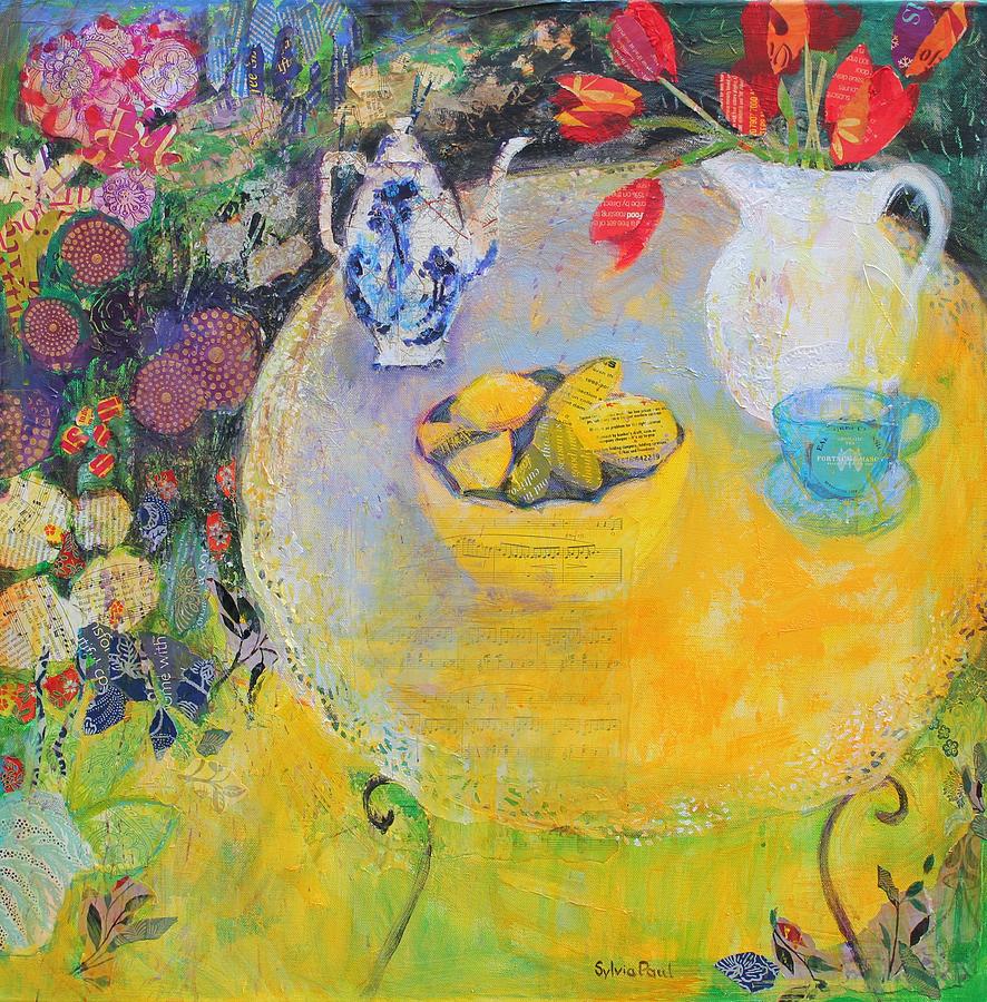 Lemon Tea in the Garden Painting by Sylvia Paul