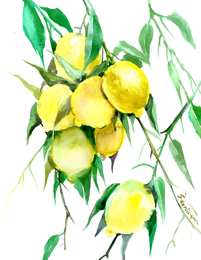 Lemon Tree Painting by Suren Nersisyan