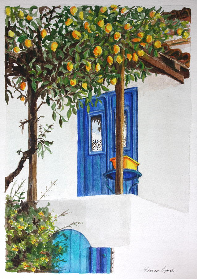 Lemon Tree Painting by Yvonne Ayoub