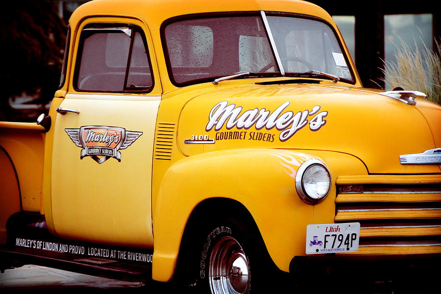 Lemon Yellow Marleys Gourmet Sliders Truck Photograph by Colleen Cornelius
