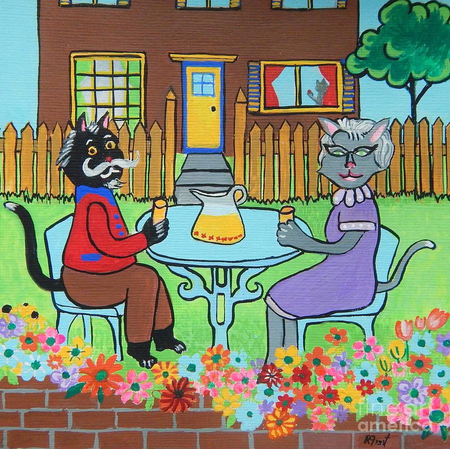 Lemonade in the Garden Painting by Reb Frost