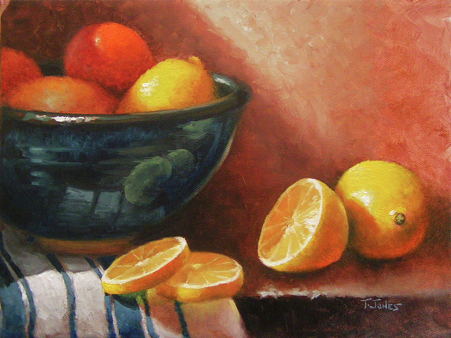 Lemons and Ceramic Bowl Painting by Timothy Jones