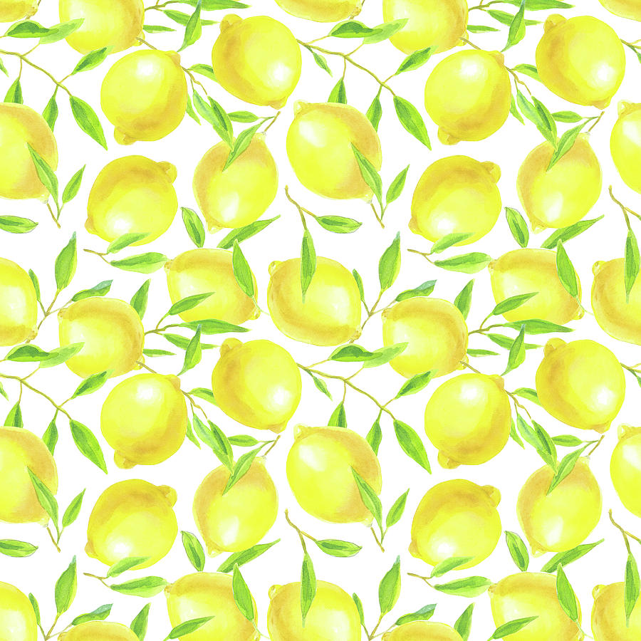 Lemons and leaves pattern design Mixed Media by Katerina Kirilova ...