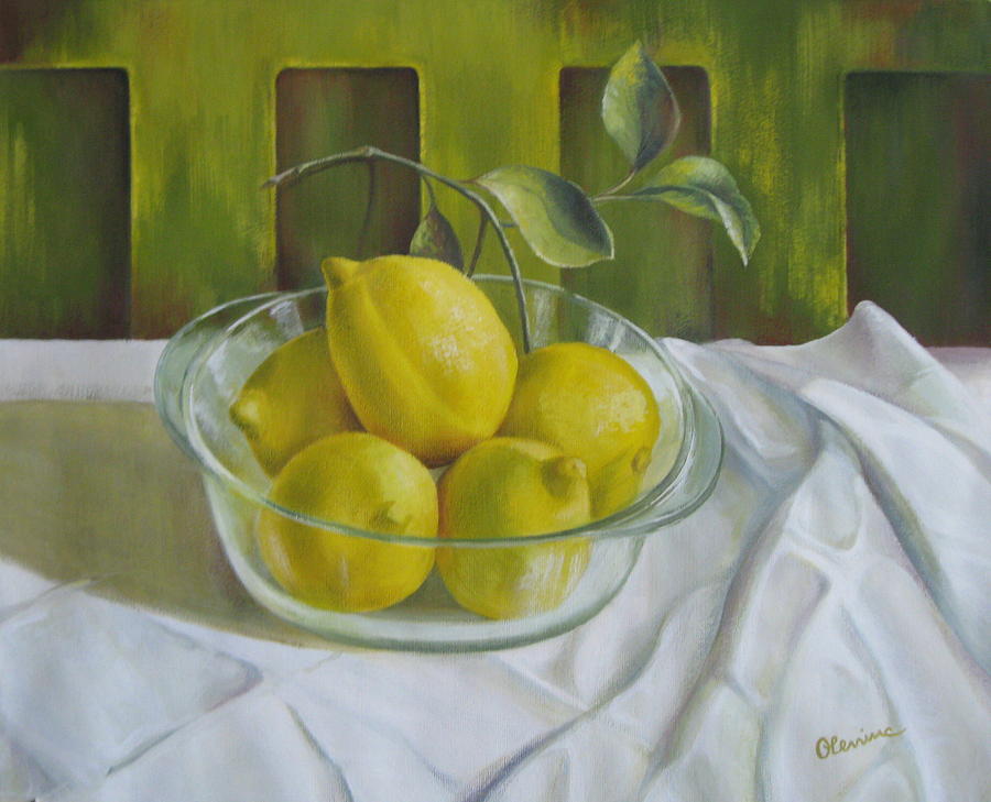 Lemons Painting by Elena Oleniuc