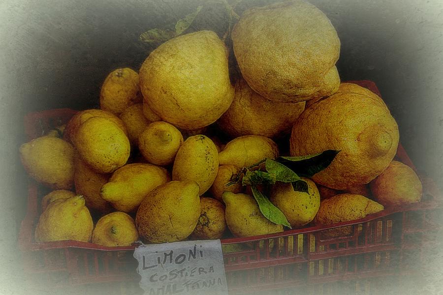 Lemon Photograph - Lemons in Red Basket by Toni Abdnour