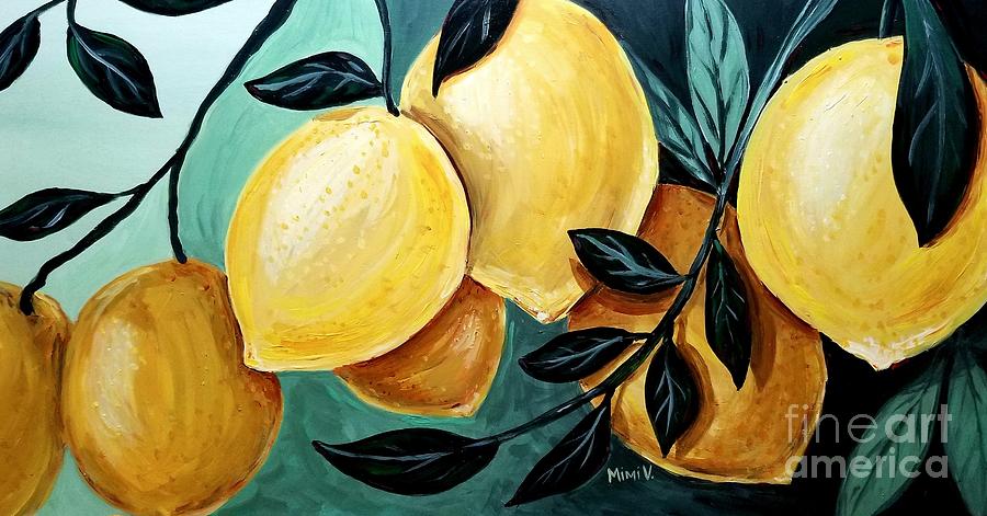 Lemons Painting by Maria Langgle
