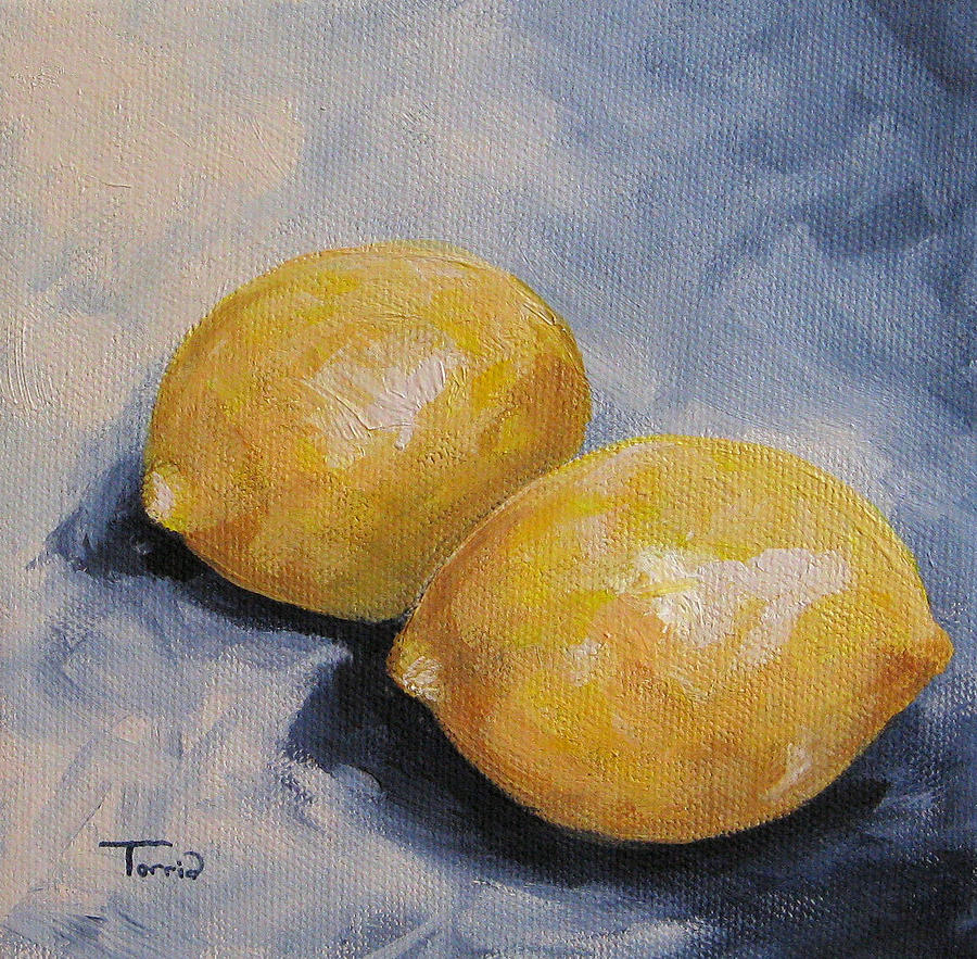 Lemons on Blue  Painting by Torrie Smiley