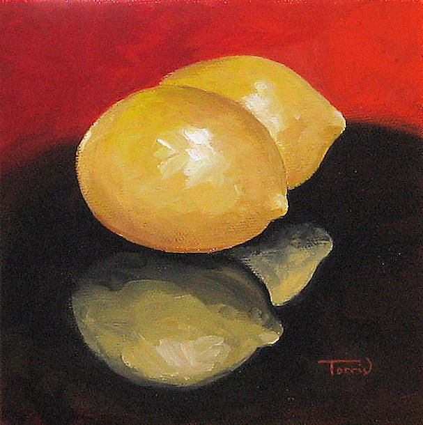 Lemons on Red Painting by Torrie Smiley