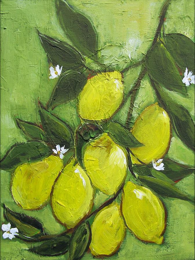 Lemons Painting by Wendy Michelle Davis