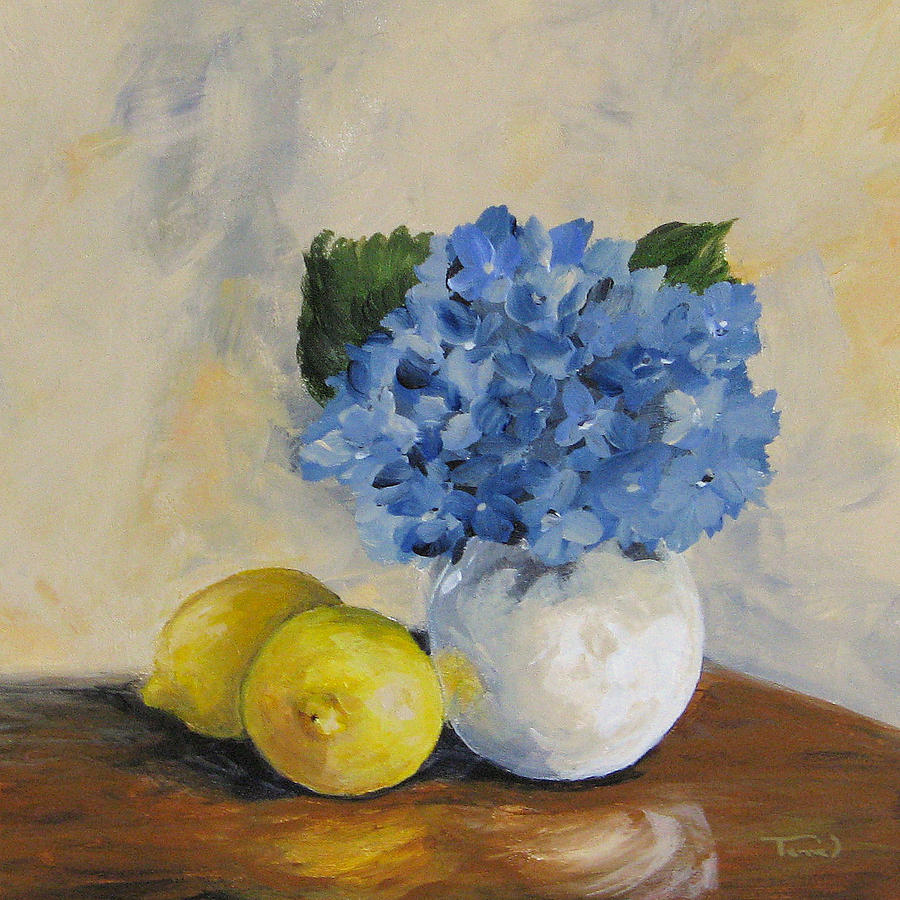 Lemons with Hydrangea Painting by Torrie Smiley
