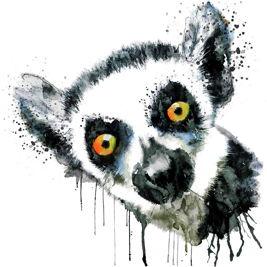 Lemur Head  Painting by Marian Voicu