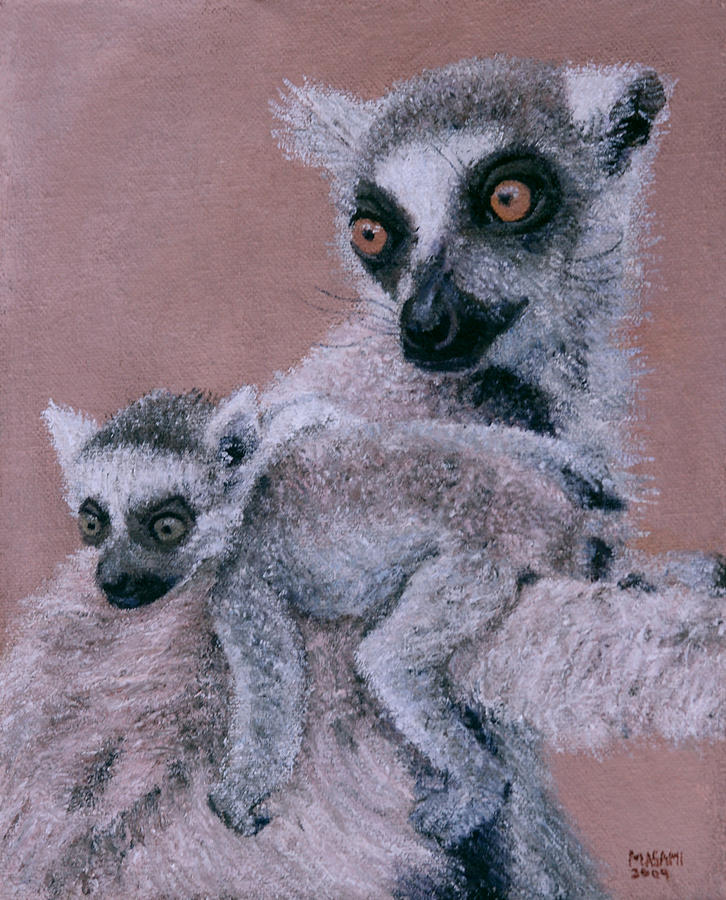 Wildlife Painting - Lemur by Masami Iida