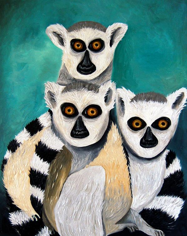 Lemurs Painting by Leah Saulnier The Painting Maniac