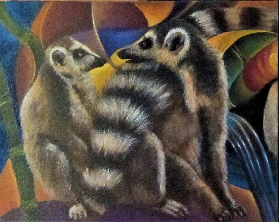 Lemurs Painting by Sherry Strong