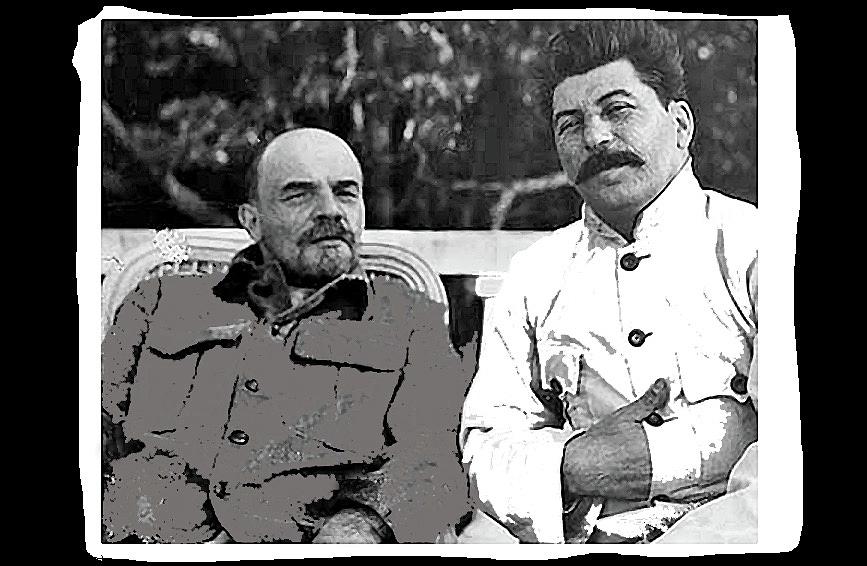 Lenin And Stalin Circa 1923 Color And Drawing Added 2016 Photograph