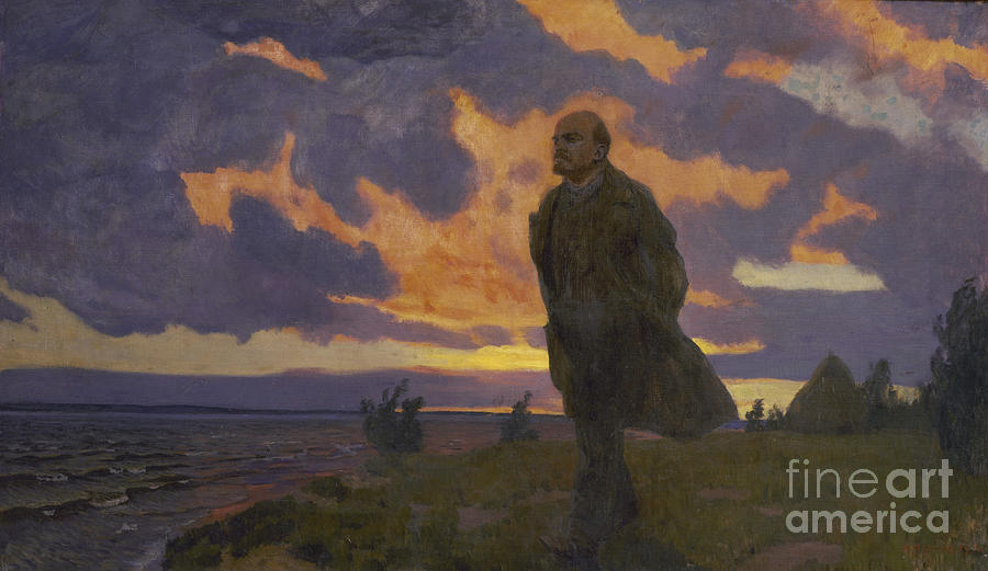 Lenin near the river in 1917 Painting by Celestial Images