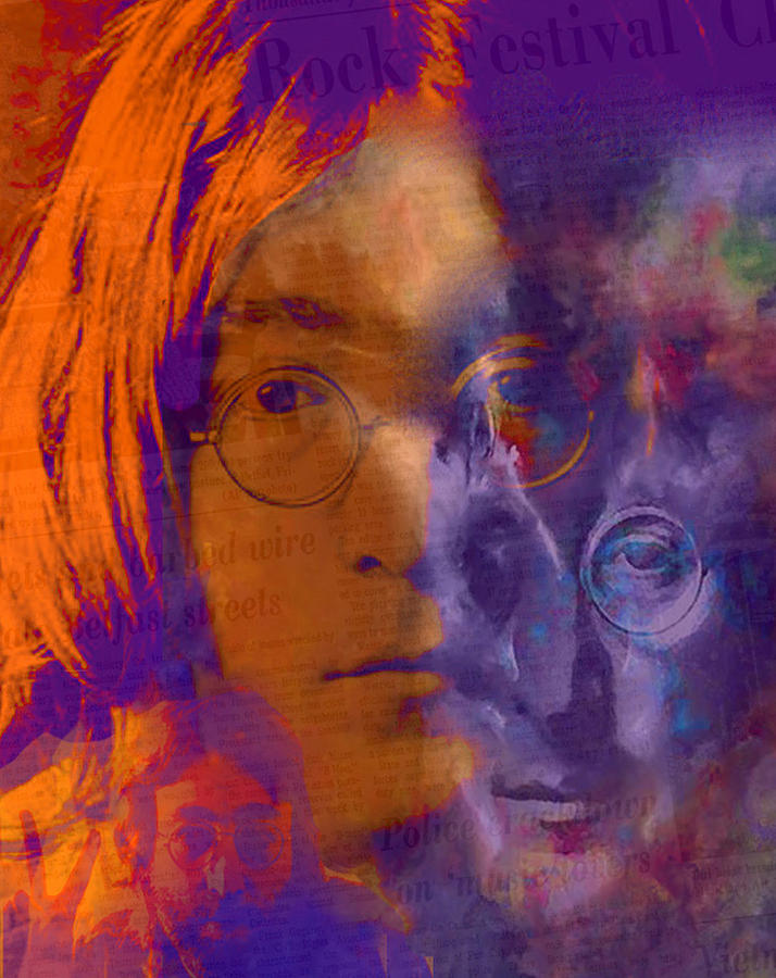 John Lennon Mixed Media - Lennon Scape - John Lennon Pop Art by Leah Devora