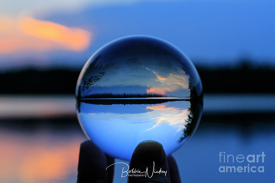 Sunset Photograph - LensBall Blue Sunset by Bobbie Nickey