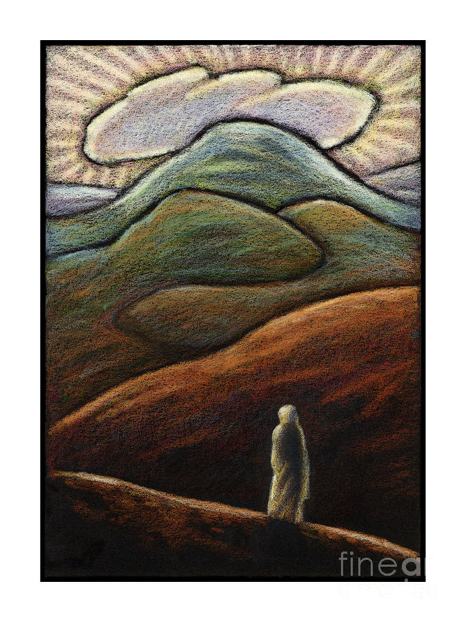 Lent, 1st Sunday - Jesus in the Desert - JLJID Painting by Julie Lonneman