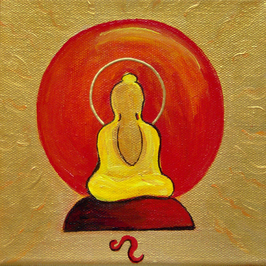 Leo Buddha Painting by Clare Goodwin