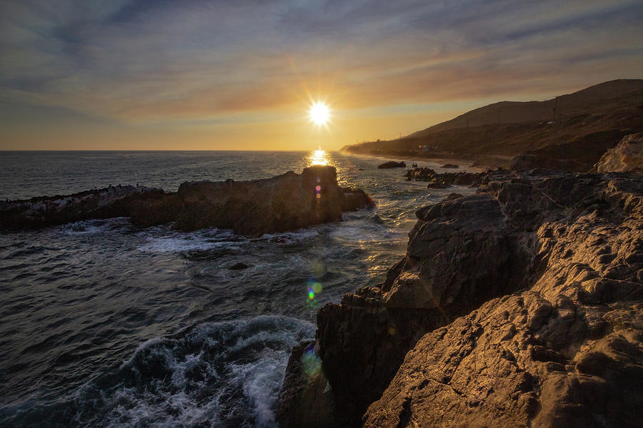 Leo Carrillo State Beach At Sunset Photograph by Andy Konieczny