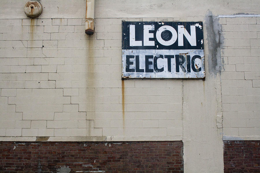 Sign Photograph - Leon Electric by Jeff Porter