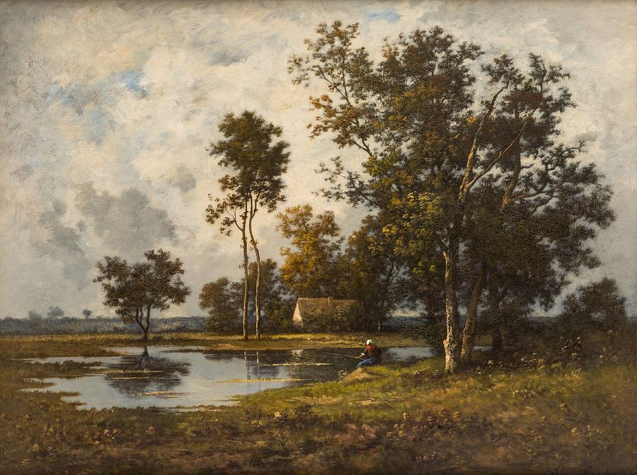 Leon Richet French 1847-1907 Landscape With A Quiet Pool Painting by ...