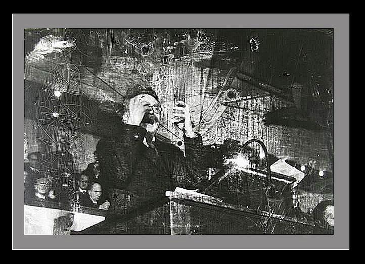 Leon Trotsky Robert Capa damaged glass plate Copenhagen Denmark 1931 color and frames added 2016 Photograph by David Lee Guss