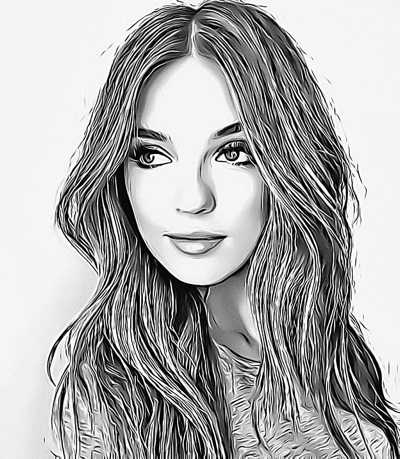 Leona portrait Drawing by Nenad Vasic