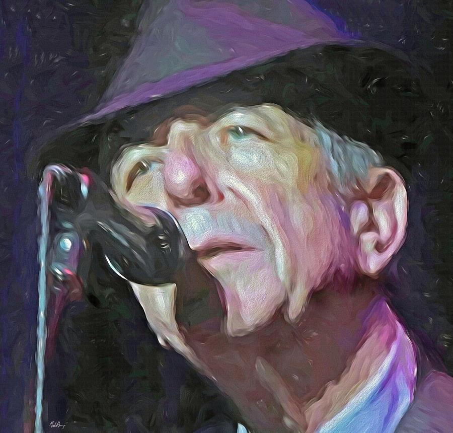 Leonard Cohen, portrait Mixed Media by Mal Bray