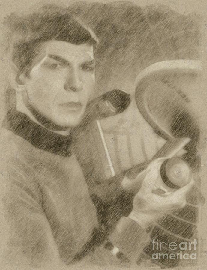Music Drawing - Leonard Nimoy as Spock, Star Trek Vintage by Esoterica Art Agency
