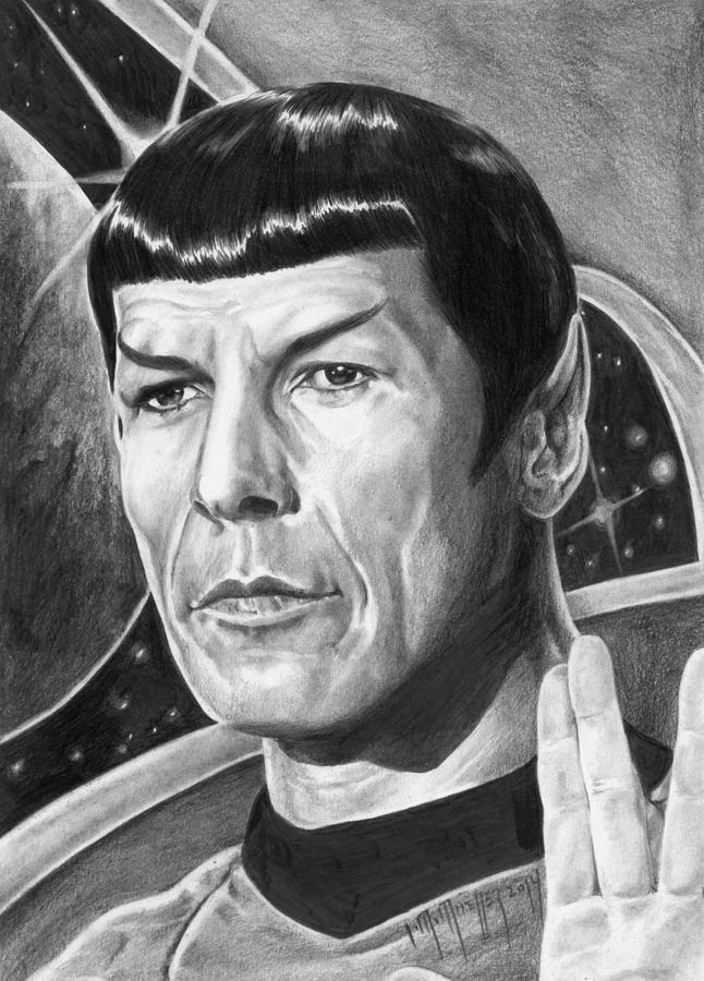 Portrait Drawing - Leonard Nimoy - Mr. Spock by Iracema Marianne Muller
