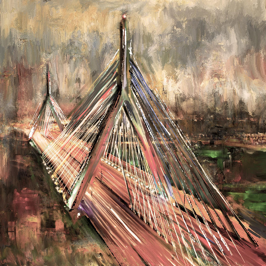 Leonard P. Zakim Bunker Hill Memorial Bridge 219 3 Painting by Mawra Tahreem