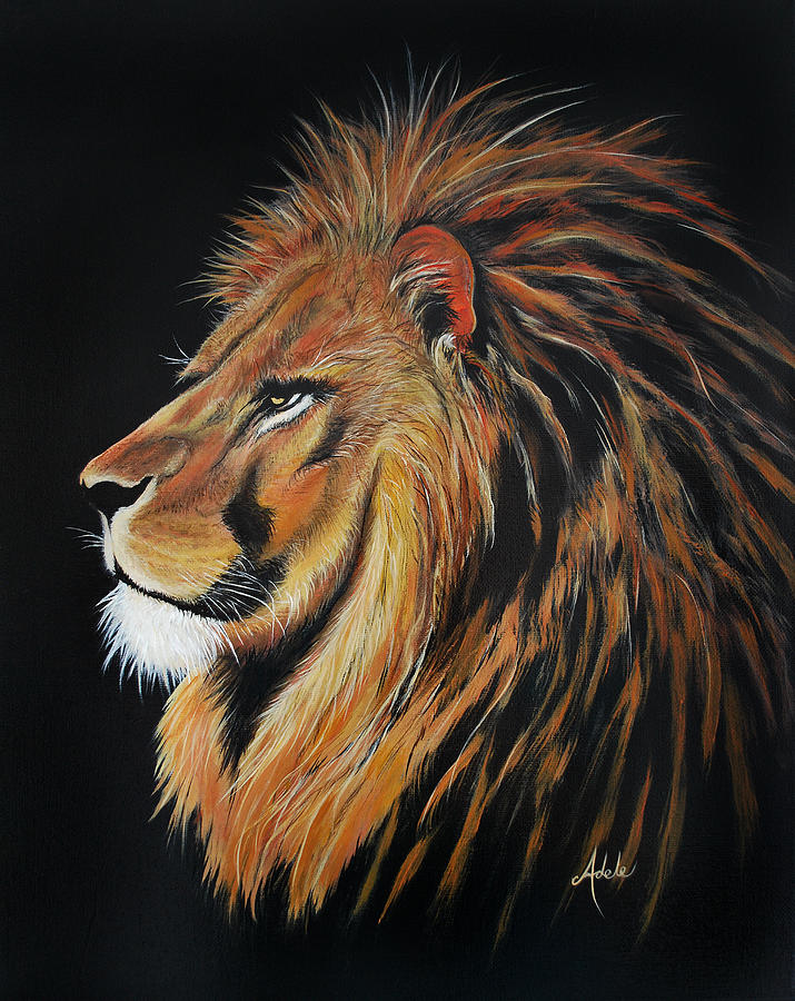 Leonardo Lion Painting by Adele Moscaritolo