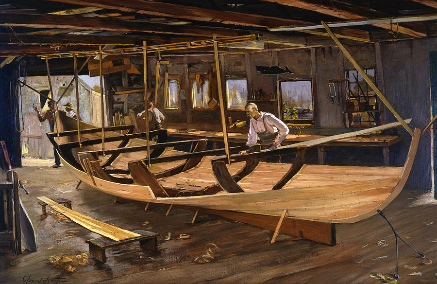 Leonards Boat Shop  Painting by Clement Nye Swift