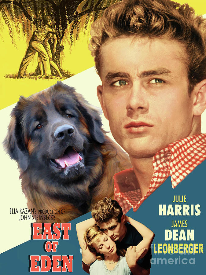Dog Painting - Leonberger Art Canvas Print - East Of Eden Movie Poster by Sandra Sij
