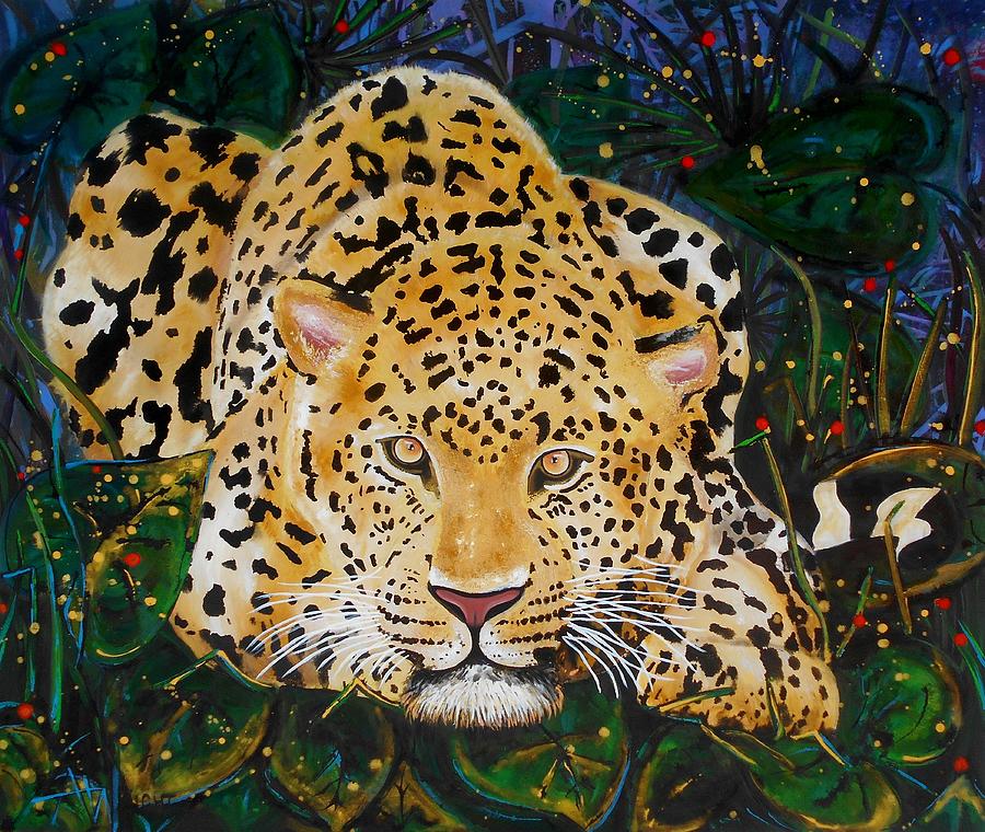 Jungle Painting - Leopard- LARGE WORK by Angie Wright
