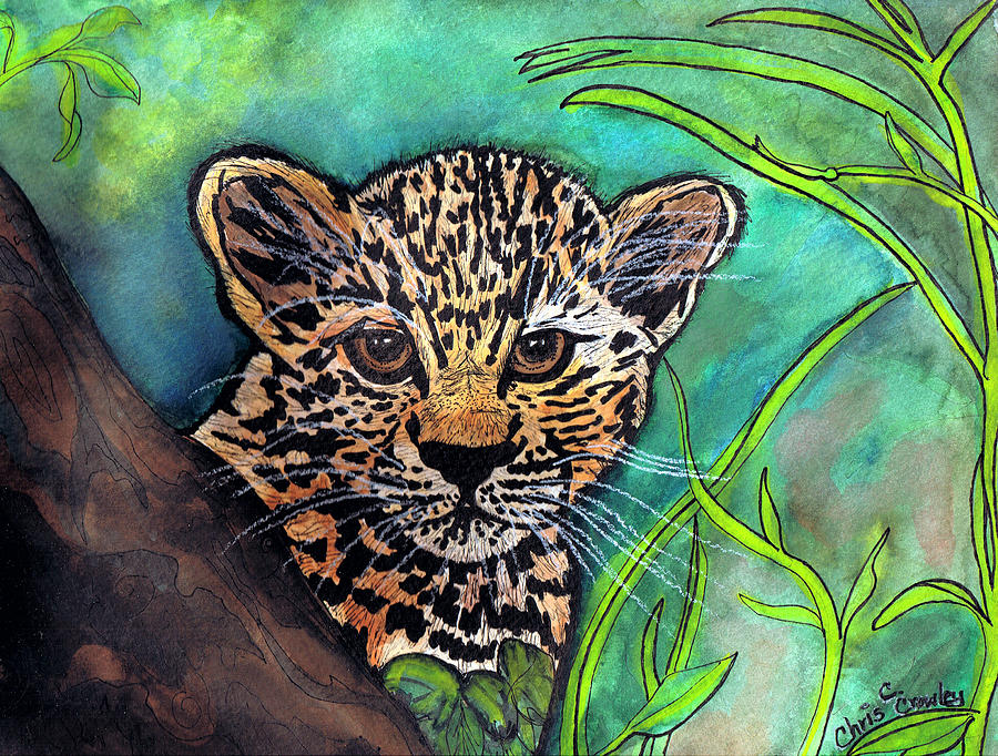 Jungle Painting - Leopard Cub by Chris Crowley