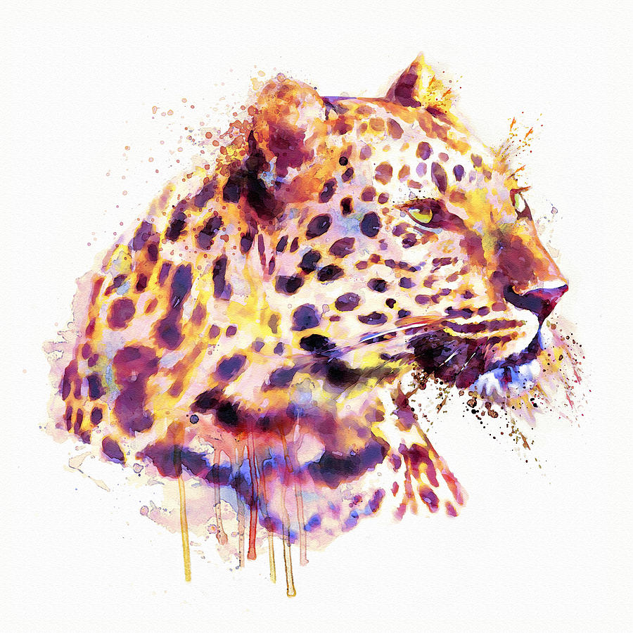 Leopard Head Painting by Marian Voicu