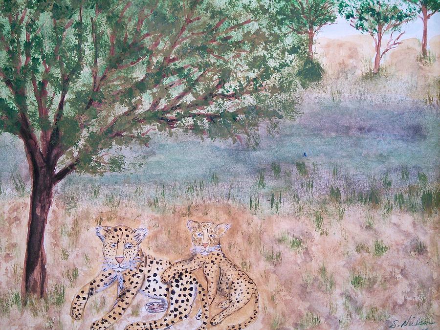 Leopard Mischief Painting by Susan Nielsen