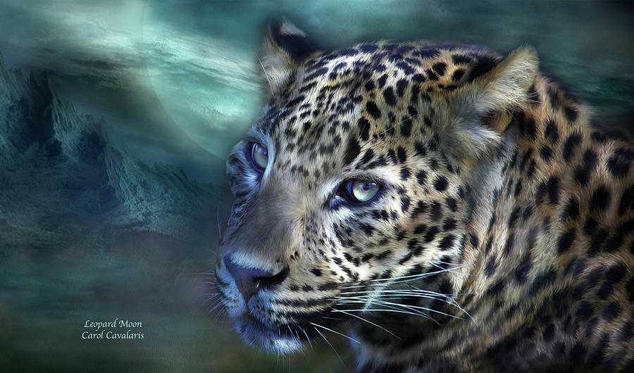 Leopard Moon Mixed Media by Carol Cavalaris