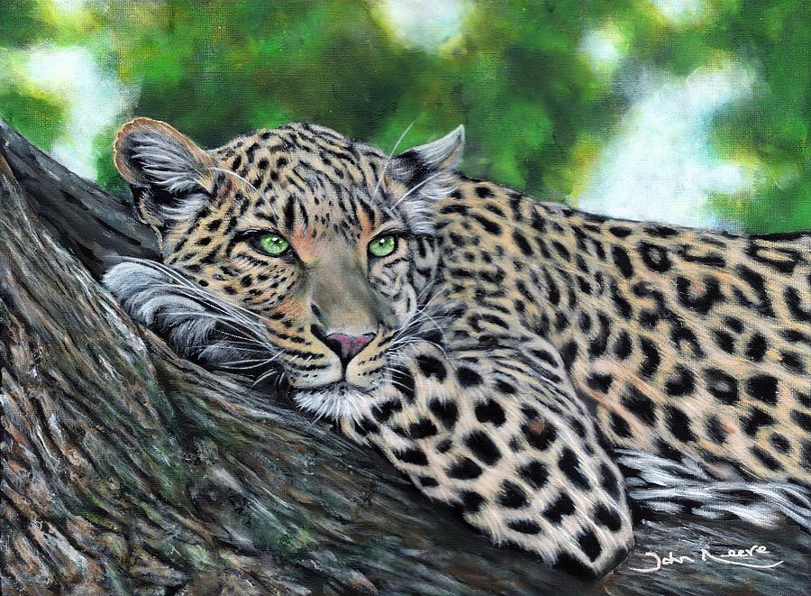 Leopard on Branch Painting by John Neeve