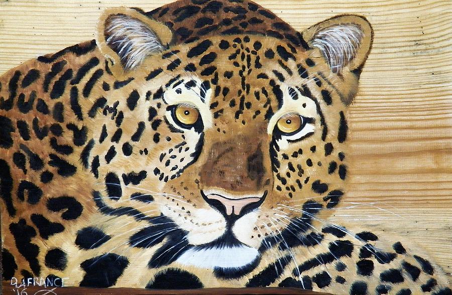 Leopard On Wood Painting