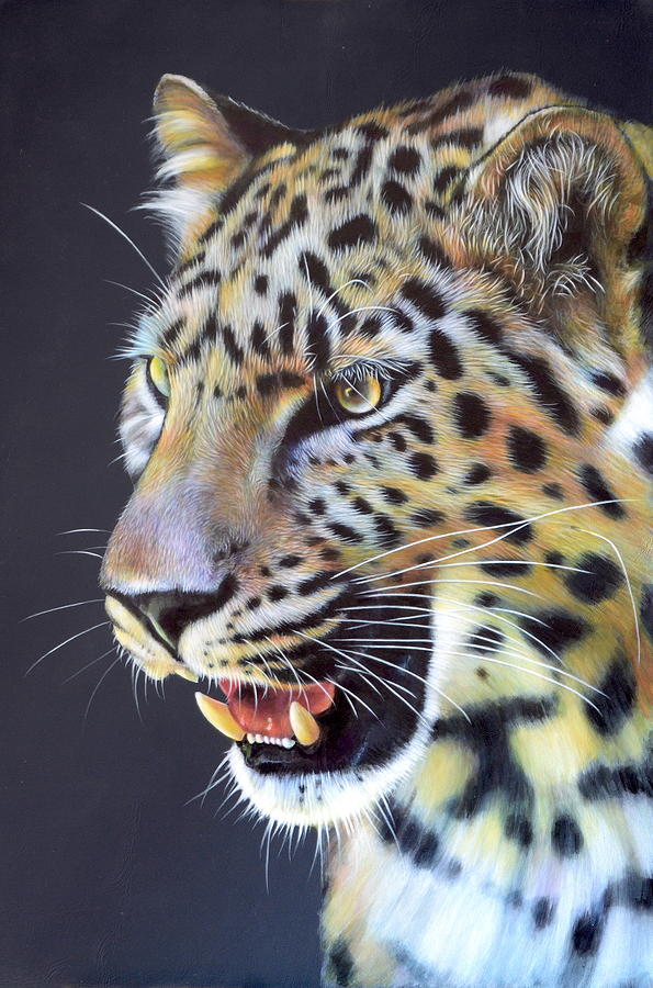 Leopard Portrait Painting by Karl Hamilton-Cox