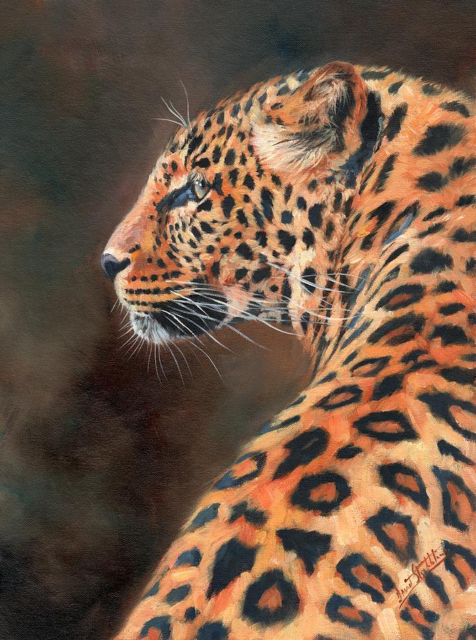 Leopard Painting - Leopard Profile by David Stribbling