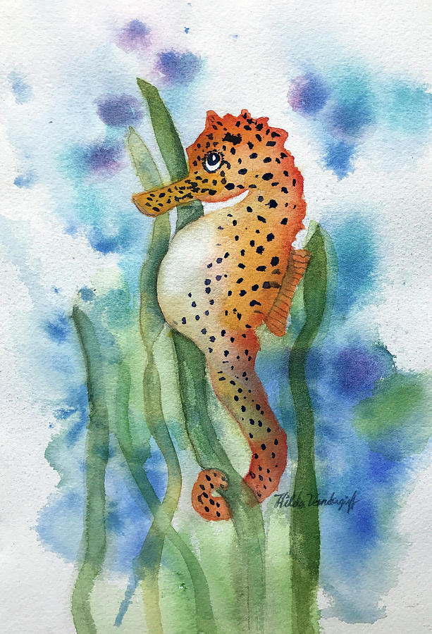 Leopard Seahorse Painting by Hilda Vandergriff