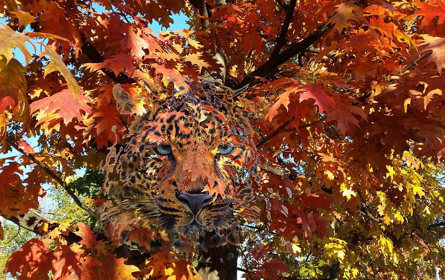 Leopard Soul and Oak Tree Friendship Painting by Georgeta Blanaru